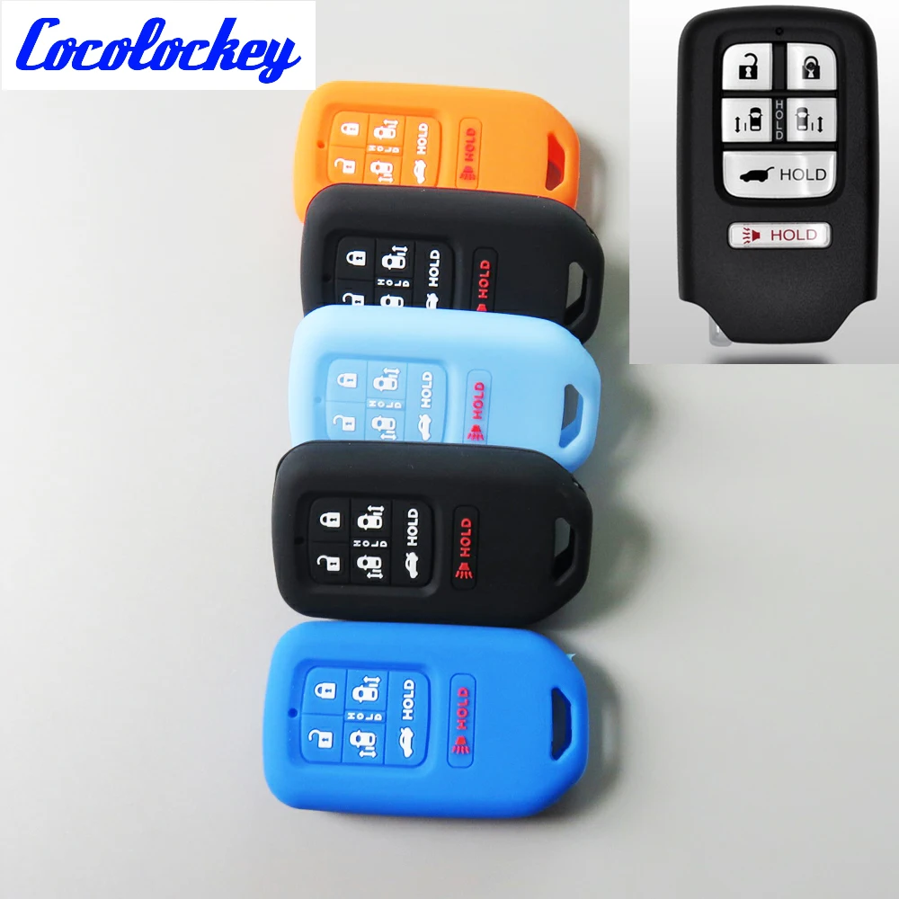

Cocolockey Silicone Car Key Cover Case Key Bag Holder for Honda Odyssey Key Fob 6 Buttons Smart Card Remote Control 2014-2017