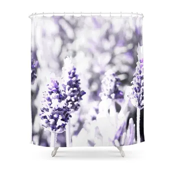 

Lavender Shower Curtain Set Waterproof Fabric Bath Curtain For Bathroom With Non-slip Floor Mat