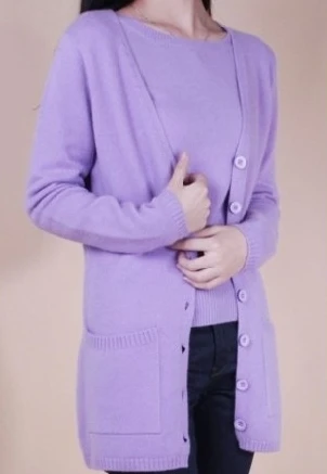 Новинка, женский кардиган, весна-осень, длинный кардиган для девушек, кашемировый материал, свободный свитер для женщин, верхняя одежда, пальто с карманами - Цвет: purple