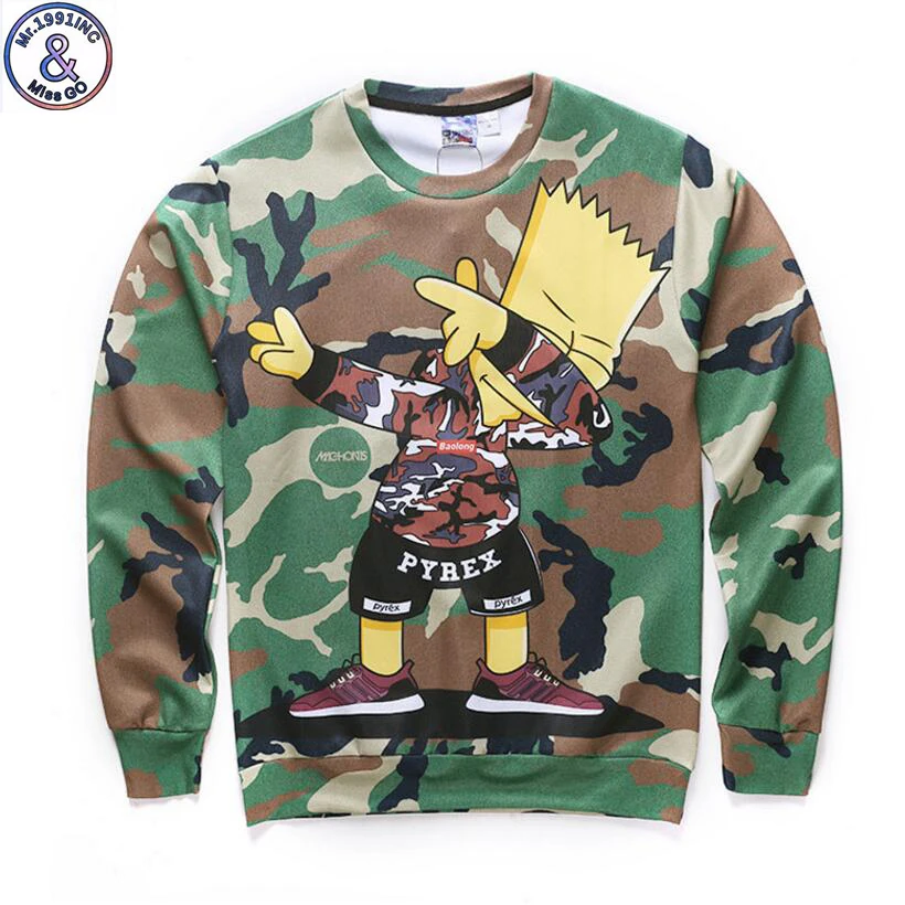 

Mr.1991 Brand special design Camouflage cartoon boy printed 3D sweatshirts for boy big kids pullover hoodies teenage W48