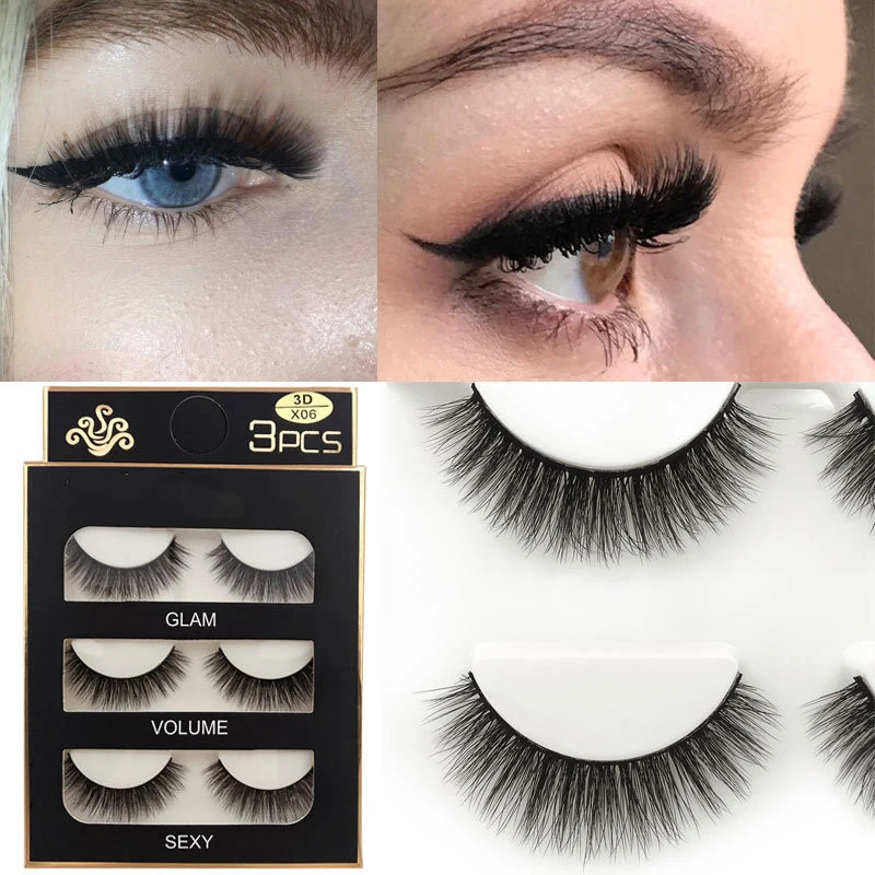 

3pairs Eyelashes 3D Mink Lashes natural handmade volume soft lashes long eyelash extension real mink eyelash for makeup