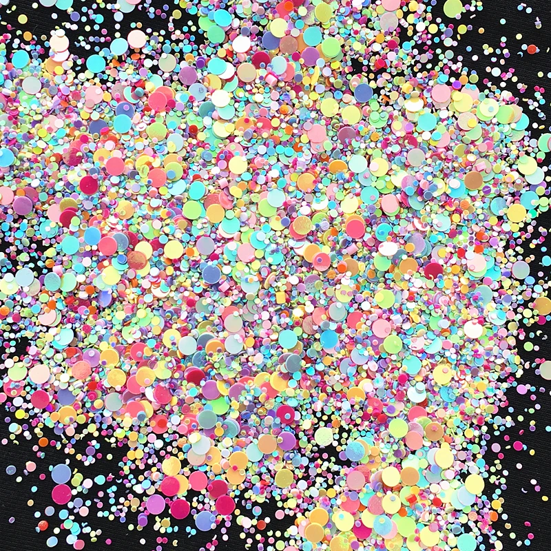 

Multi Size Mix colors 4000pcs Flat Dot Shape PVC loose Sequins Paillettes for Nails Art manicure/wedding decoration confetti