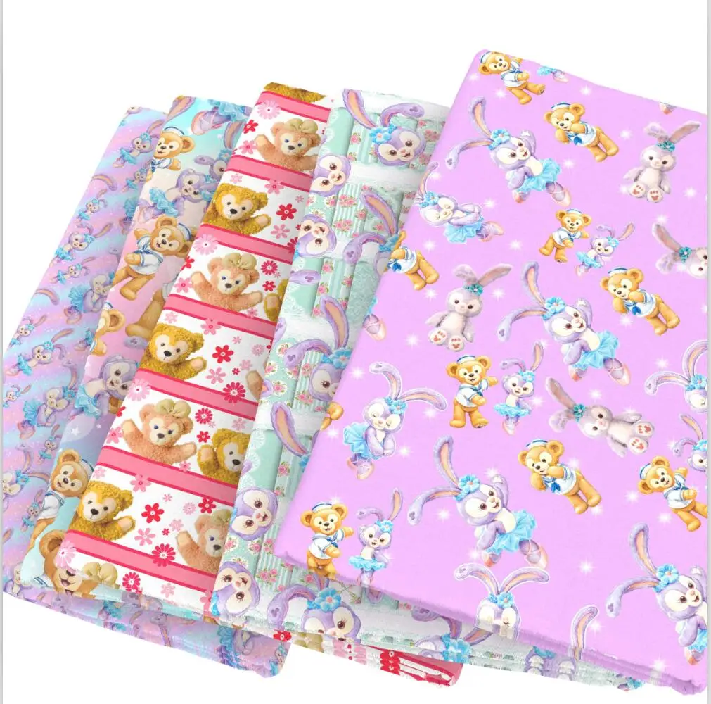 

New 50x145cm Bear Rabbit 100% Cotton Fabric for Patchwork Quilting Puppet Cushions Pillow Craft,c4068