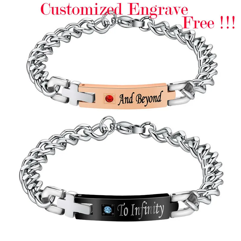 

LASPERAL 1Set Stainless Steel Braelets Customized Engraved Letters Charm Biker Bracelets Jewelry For Lovers' Gifts High Quality