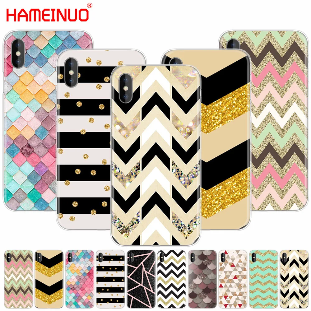 Hameinuo Banda Glitter Oro Ondulato Modello Cell Phone Case Cover Per Iphone X 8 7 6 4 4 S 5 5 S Se 5C 6 S Plus