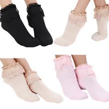 Новинка года; милые женские винтажные хлопковые кружевные носки принцессы с оборками и цветочным принтом для девочек; сезон весна-зима; женские носки Meias