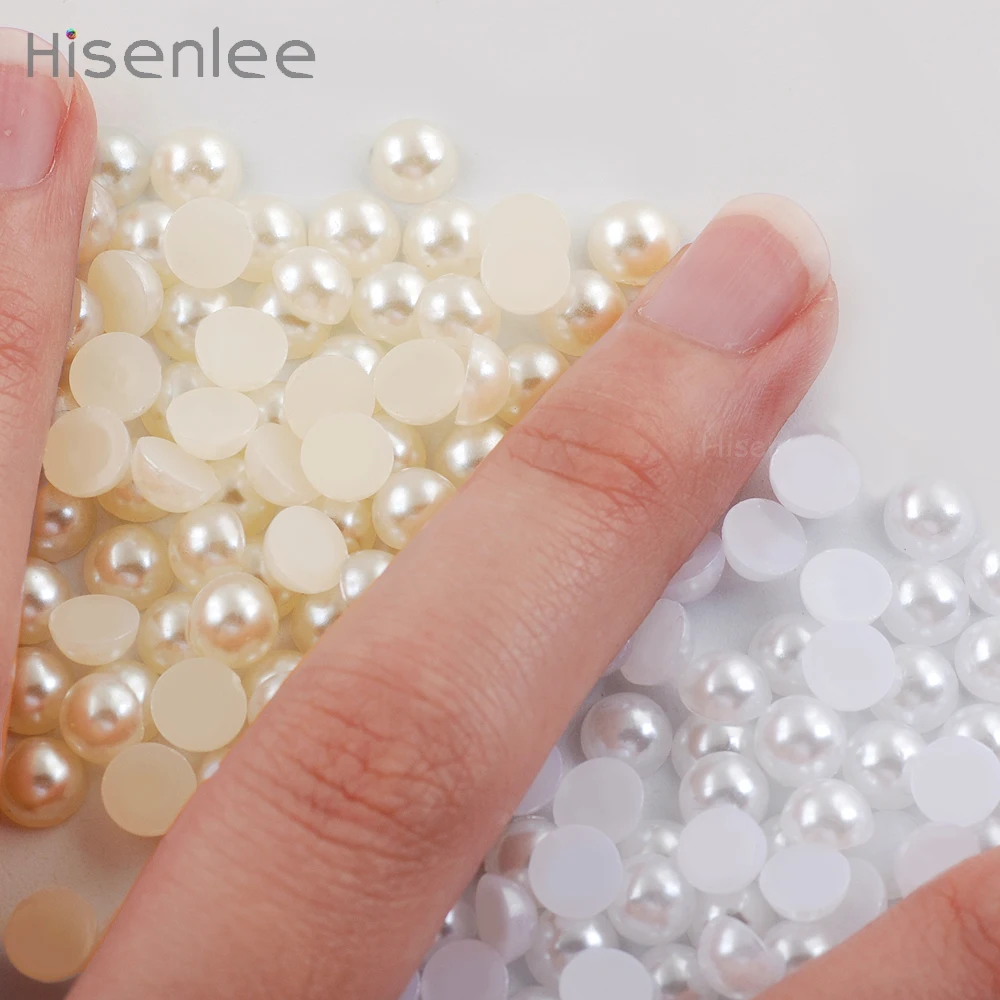 

Hisenlee New style 6mm 200 pcs/ packs White/Beige DIY Craft ABS Imitation Half Pearls Scrapbook Beads Popular Jewelry Making