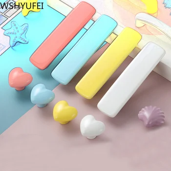 

Children's cabinet door solid wood cartoon tatami handle kitchen cabinet drawer European anti-collision ceramic small handle