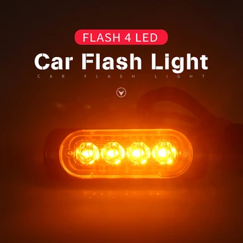 

4 LED Car Flash Truck Emergency Beacon Light Bar Hazard Strobe Warning Amber white blue red New