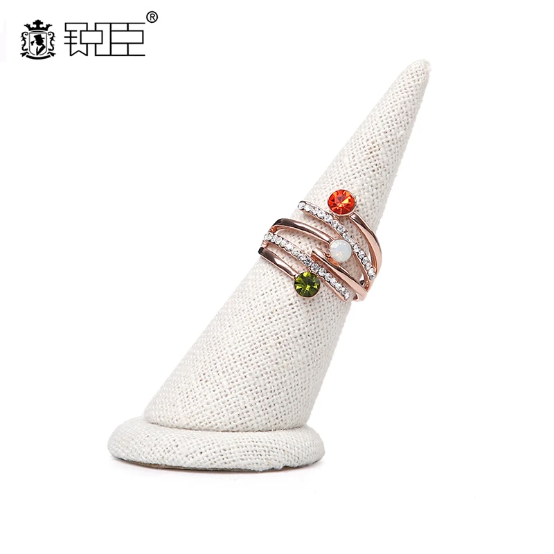 

ring holder jewelry single finger ring display white linen on sale