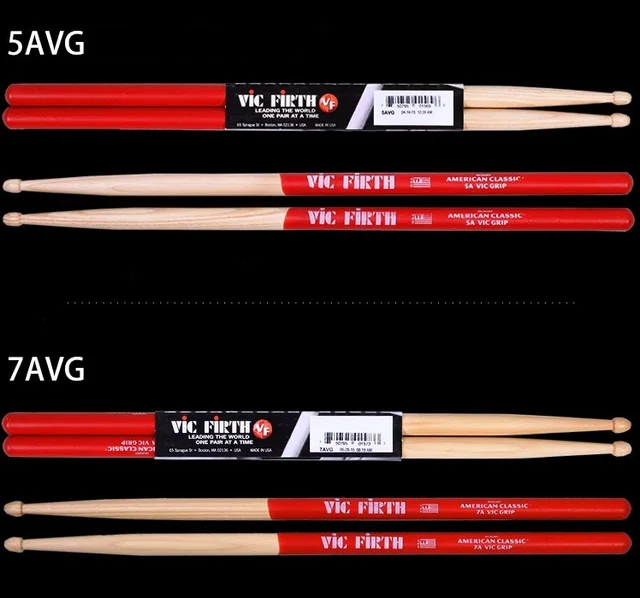 Vic Firth Hiskory Drumsticks 5AVG/7AVG with Vic Grip Anti slip Made in