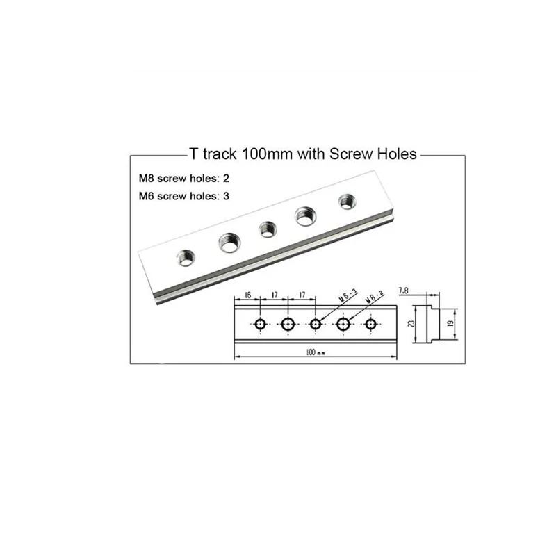 Т-образная направляющая пластина с винтовыми отверстиями M6 M8 для Т-образной дорожки Торцовочная дорожка слот деревообрабатывающий инструмент фрезерный стол инструменты - Цвет: 100mm