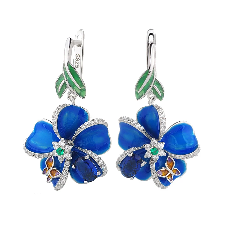 

RainMarch Flower Enamel Drop Earrings for Women Engagement Earring Bohemian Dangle Earrings Female Jewelry Pendientes Brincos