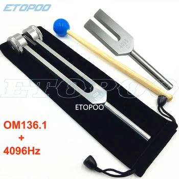 

2pcs/set Health care Aluminum alloy OM136.1 chakra tuning fork and 4096Hz crystal tuning fork