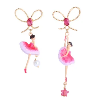 

Sweet Ballerina Girl Earrings Pearl Earrings Copper Gold Decorative Pierced Earrings Ladies Party Accessories Birthday Gifts