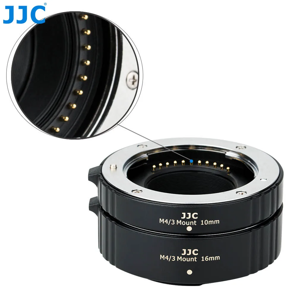 JJC AET-M43S(II) 10 мм/16 мм автоматическая удлинительная трубка для Olympus/Panasonic M4/3 крепление с крышкой корпуса камеры/крышка заднего объектива