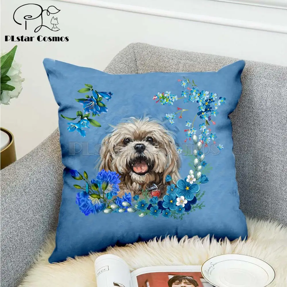 Pet dog flower puppy скандинавский короткий плюшевый чехол для подушки из полиэстера