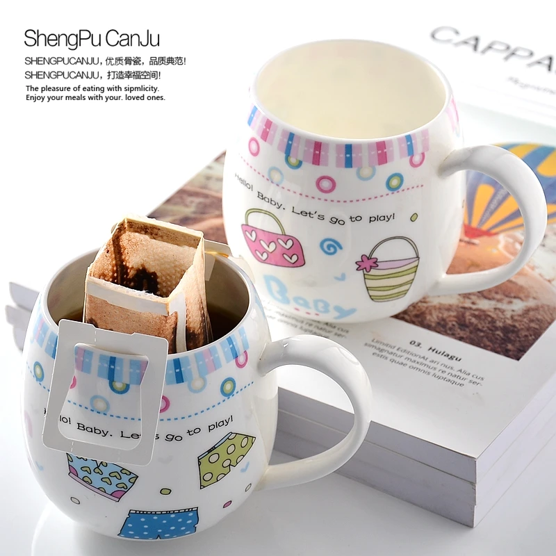 

Creative cute cartoon mug ceramic coffee cup couple milk cup bone china office drink 400ML