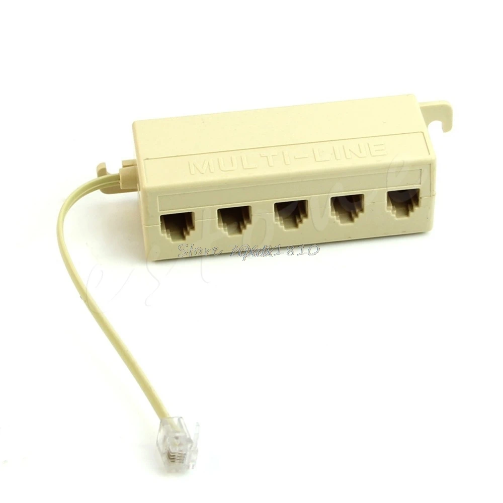 RJ11 5 Way Outlet Phone Modular Jack Telephone Line Adapter Splitter Connector