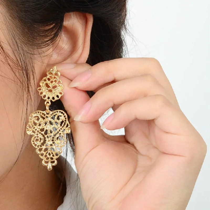

Unique Hollow Design Vintage Bohemian Ear Stud Earrings Jewelry Gift