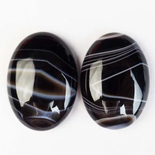 2pieces/lot)Wholesale Natural Mixed Stone Oval CAB CABOCHON 25x18x6mm yl061801 - Окраска металла: black onyx agate