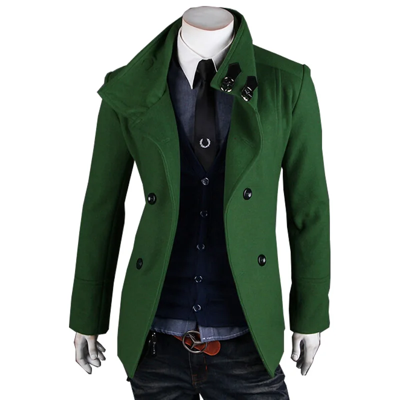 2015 Hot Sale autumn winters woolen coat mens double breasted trench coat jacket outerwear coats