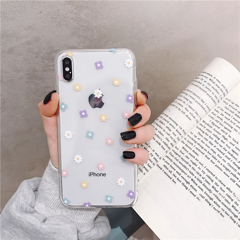 Мягкий прозрачный чехол Jaomax из ТПУ с милыми цветами и сердечками для iPhone 11 5S SE 6 S 7 8
