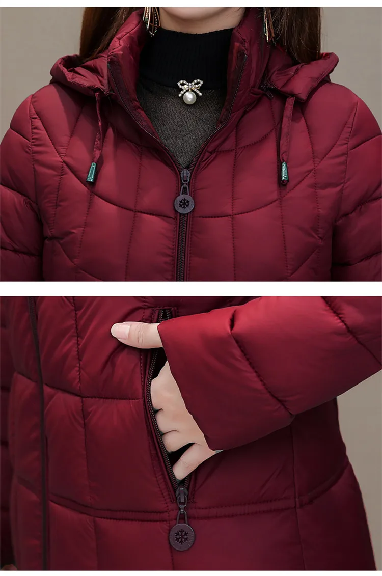 New Winter Jackets Women Plus Size 4XL Casual Hooded Warm Cotton Padded Coat Female Long Down Jacket Women Parkas Outerwear