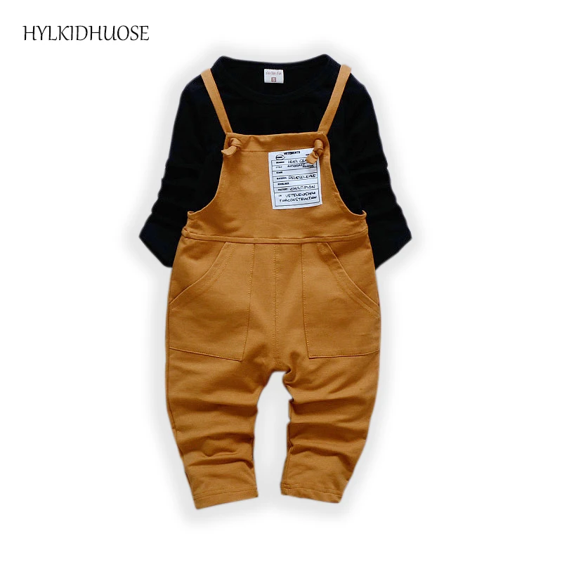 

HYLKIDHUOSE 2017 Autumn Baby Girls Boys Clothes Sets Infant/Newborn Casual Suits Cotton T Shirt+Straps Pants Children Kids Suits