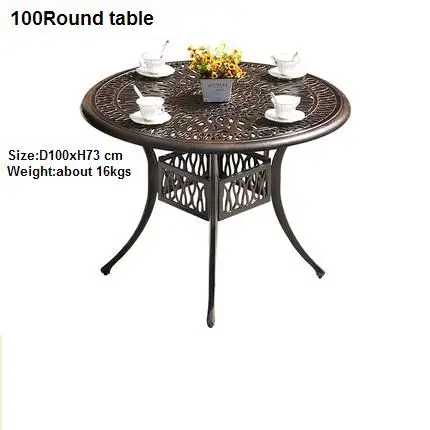 Маленькие Литые алюминиевые круглые столы для двора, железная мебель, квадратный журнальный столик - Цвет: Roundtable100DxH73cm