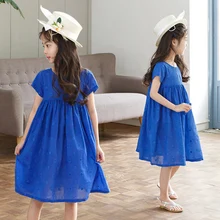 Новое платье для девочек летнее Хлопковое платье для маленькой девочки милое платье для детские, для малышей платье принцессы одежда для малышей жаккардовые вечерние,#2864
