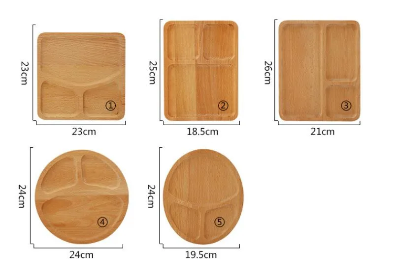 Лоток для перегородок Elm, креативная детская тарелка для завтрака из цельного дерева, Фруктовая тарелка, многопрофильная тарелка для закусок, деревянная тарелка