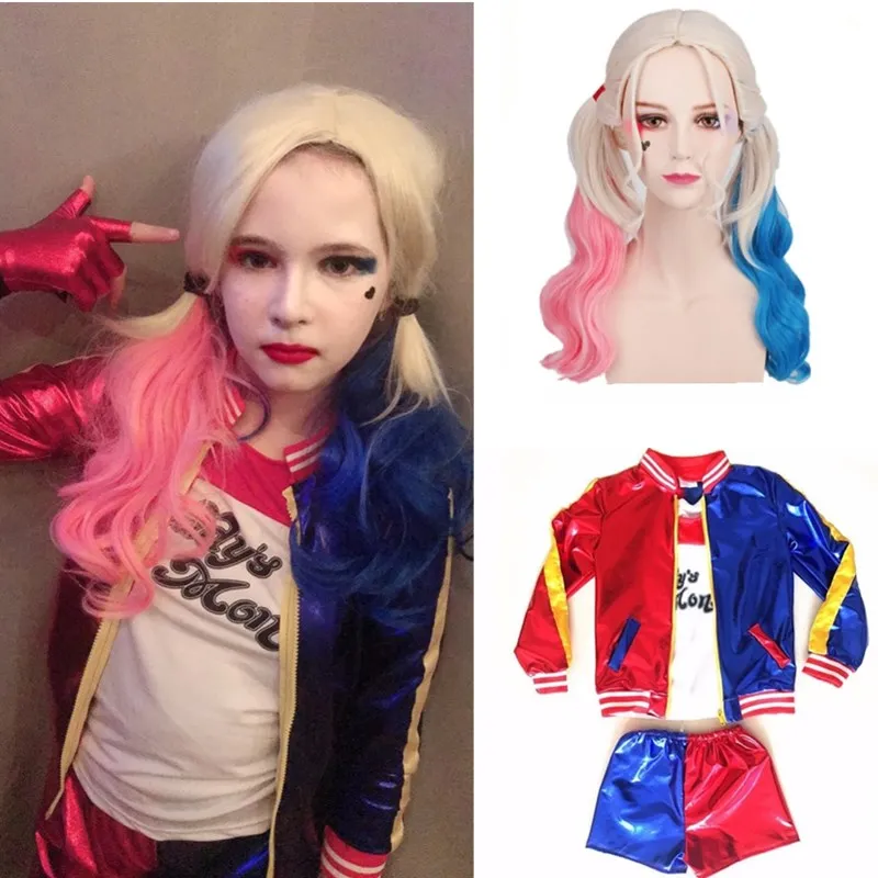 

Children's day Kids Girls Gift Superhero Batman Harley Quinn Cosplay Costumes Accessories Full Set for Birthday Party