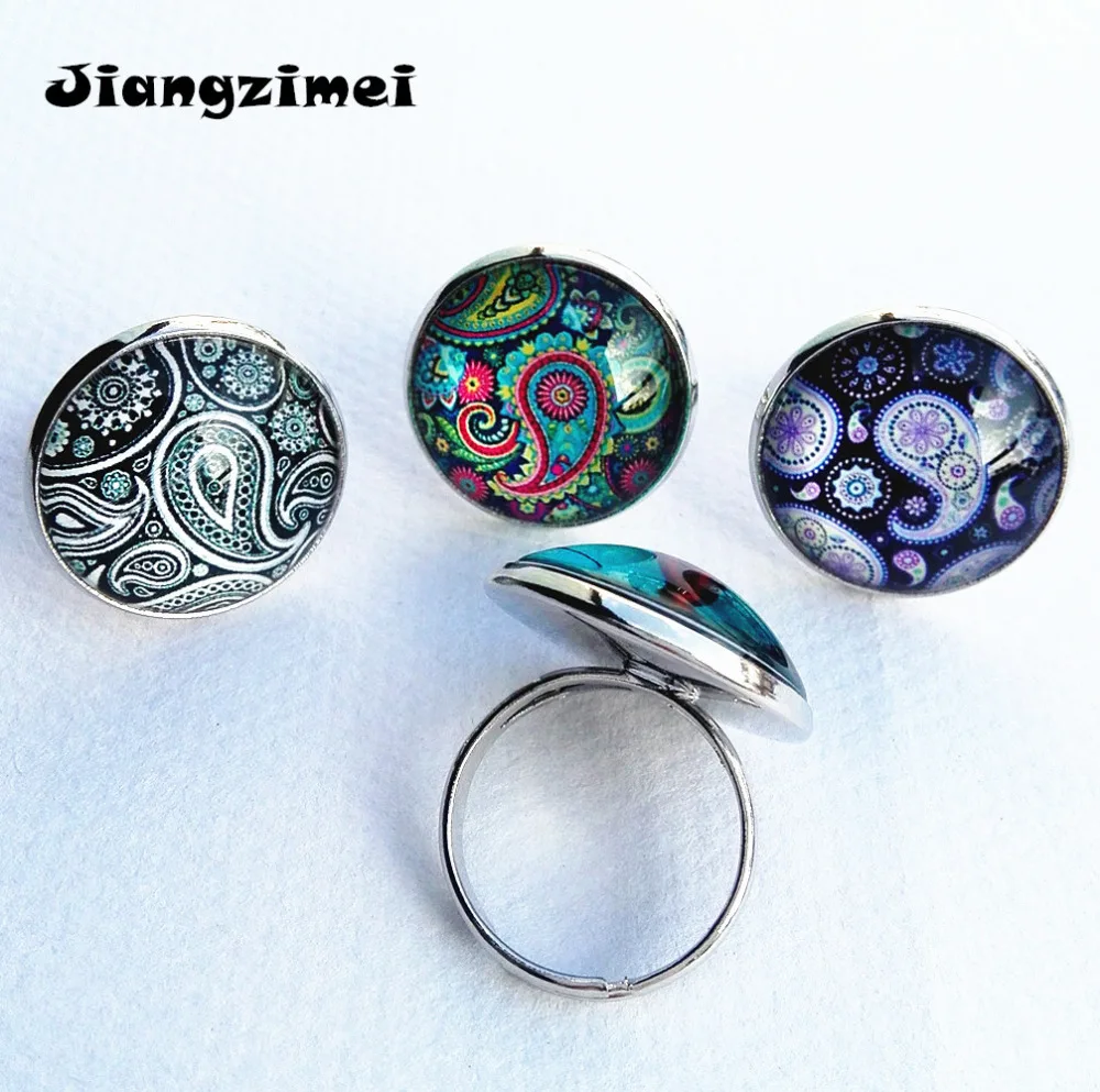 

24pcs/lot(Mixed 6 models) Jiangzimei Tree of life silver plating Bandanna Glass finger ring for girl woman