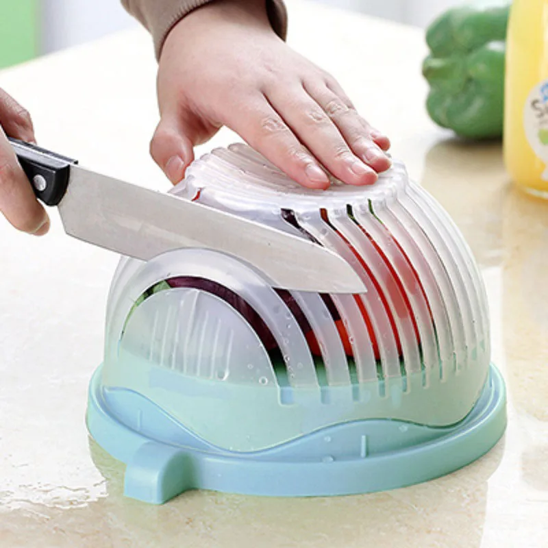 New Salad Cutting Maker Drain Basket Vegetable Cutter Bowl ...