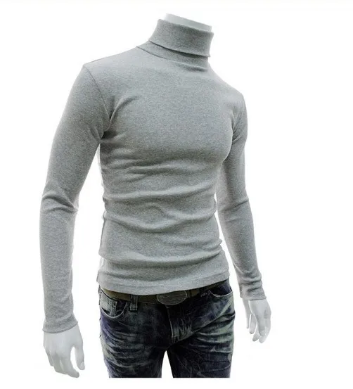 2019New Autumn Winter Men'S Sweater Men'S Turtleneck Solid Color Casual Sweater Men's Slim Fit Brand Knitted Pullovers - Цвет: 1