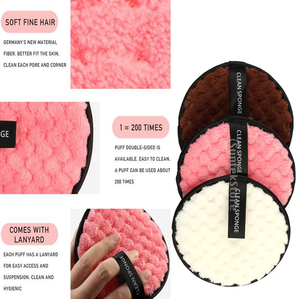 Premium 2 Ways Facial Cleaning Wash Puff Face Sponge Cleansing Pad Soft Pads,Diameter: 12cm/4.72inch