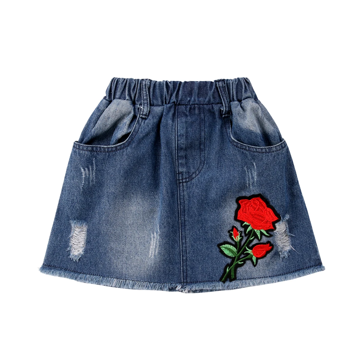 Pudcoco Toddler Baby Kids Girl Summer Denim Skirt Denim Floral