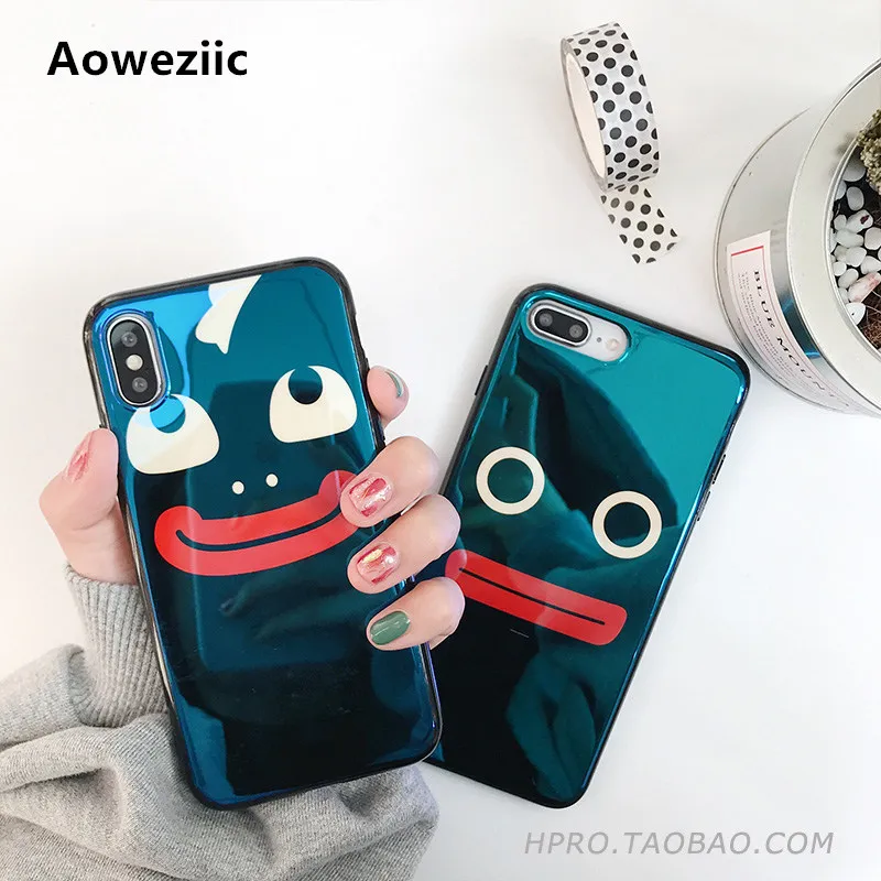 

Aoweziic Creativity personality laser funny expression For iPhone XS 7plus 8 6s mobile phone case silicone drop women models