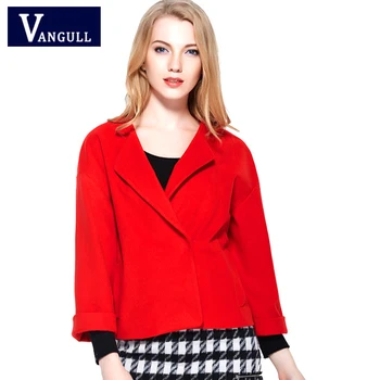 

Warm Soft Short Jacket 2018 Autumn Winter Women Wool Casual Vintage Slim Solid Coat 3/4 Sleeve Lapel Thick Outerwear Plus Size