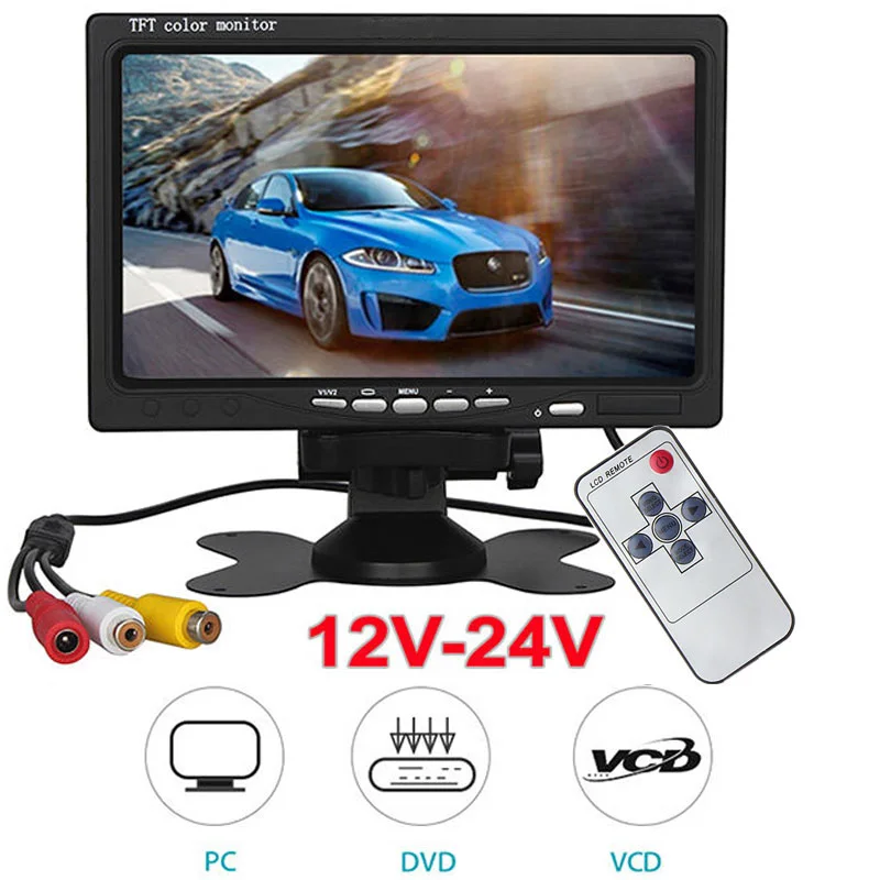 

12V-24V 7 Inch TFT LCD Color HD Security Monitor Screen for DVD VCD Rear View Camera