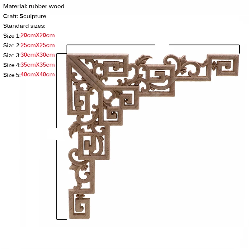 VZLX китайский Деревянный винтажный деревянный резной угловой декор для стен, декор для стен, Неокрашенная рамка, аппликация, аксессуары для украшения дома