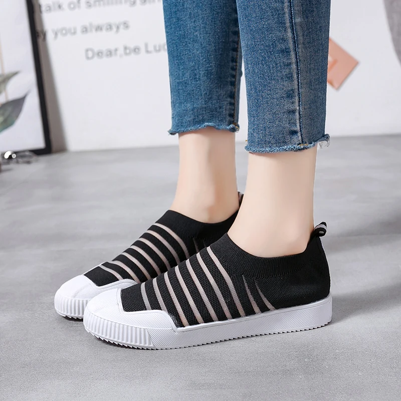 

SAILING LU Creppers Breathable Slip On Women Platform Flats Summer Female Mesh Casual Shoes Ladies Soft Daily Footwear XWD7760