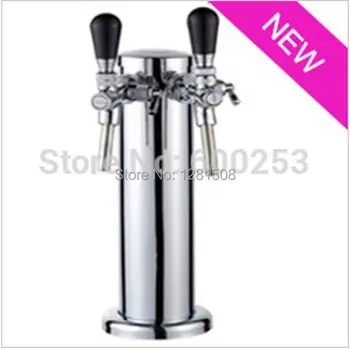 

GOOD QUALITY !!! Two tap beer tower Control foam tap Draft double Beer Tower Homebrew Kegerator Chrome-Plated Faucet