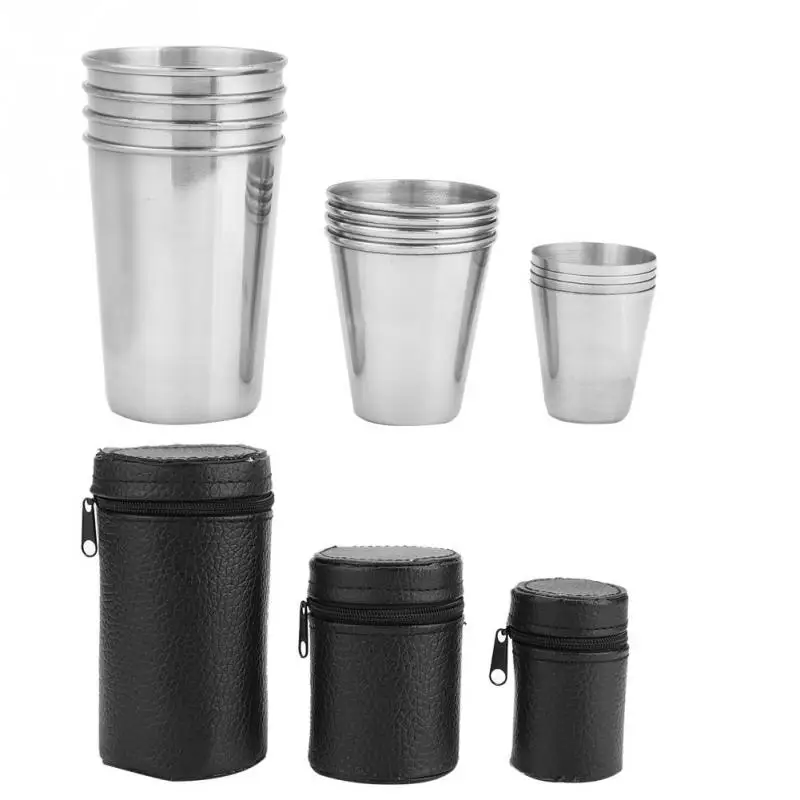 Children Adults Stainless Steel Glasses Cup Drink Beer Coffee Water Mugs 2/4Pcs 