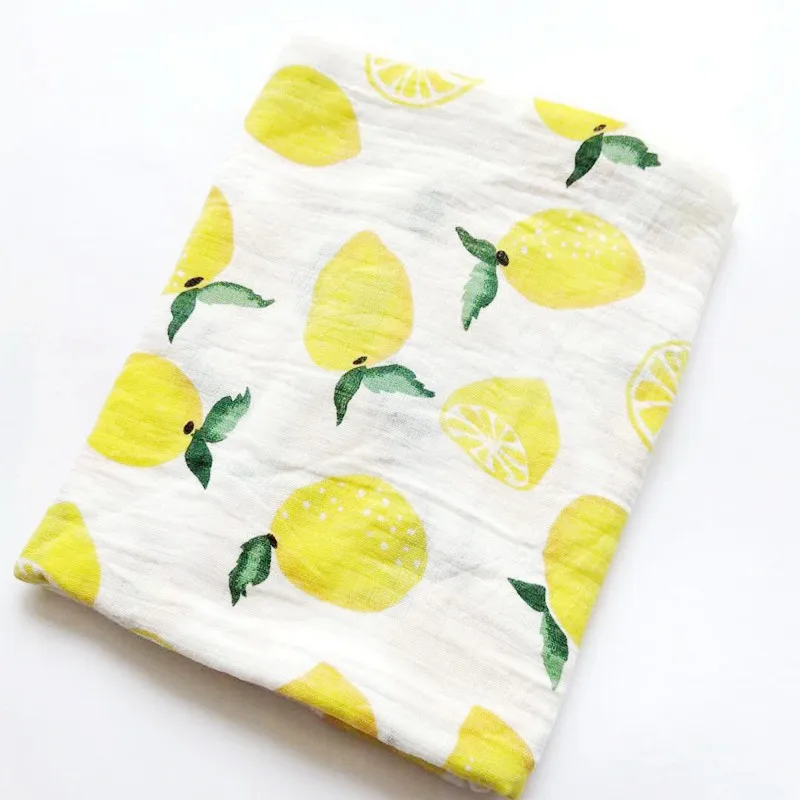 Herbabe детское Хлопковое одеяло для новорожденных Пеленание Одеяло s Единорог лиса Фламинго муслин накидка банная прогулочная коляска солнцезащитное полотенце - Цвет: lemon