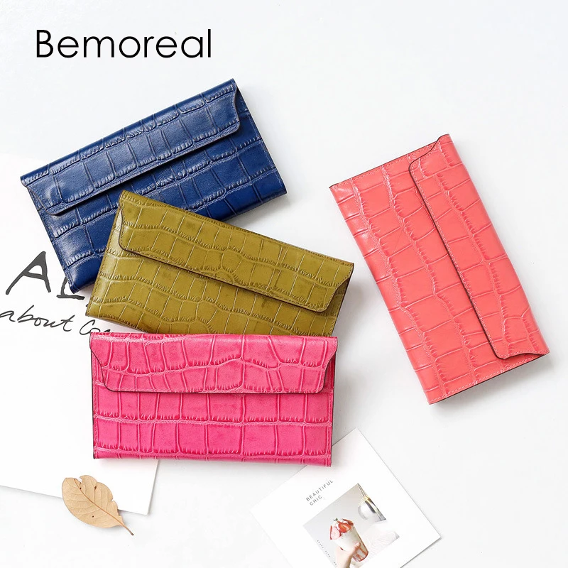 

Bemoreal wallet women Genuine leather female Luxury crocodile leather ID card holder vintage wallet ladies slim long purse