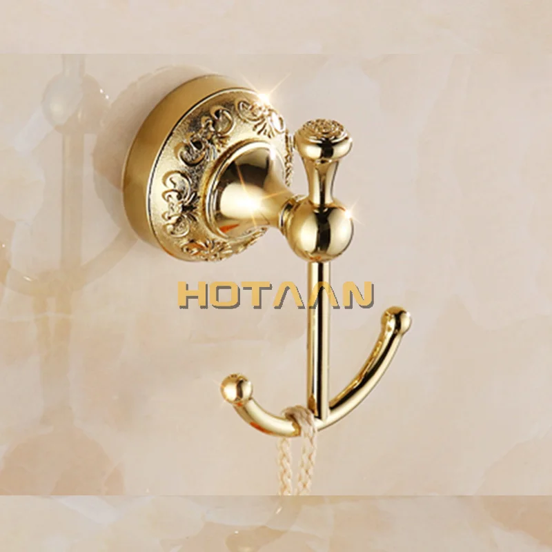 Крючки для халатов золотые крючки для ванной комнаты для полотенец в рельсах крючок для одежды Золотая отделка вешалки для одежды аксессуары для ванной украшения дома YT-12902