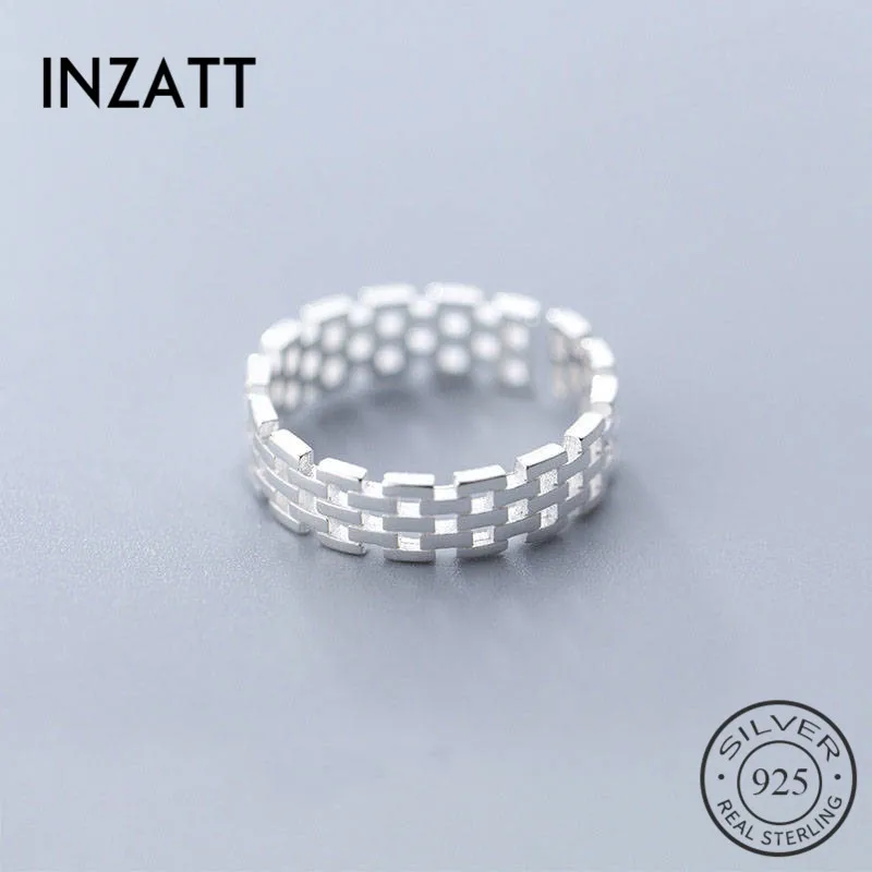 

INZATT Real 925 Sterling Silver Minimalist Chain Ring for Charming Women Fine Jewelry Trendy 2019 Accessories Gift