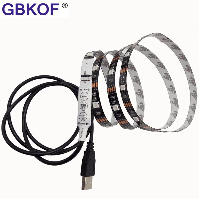 Цветная (RGB) Светодиодные ленты светильник 5050 SMD светодиодный гибкие полосы ТВ фон
